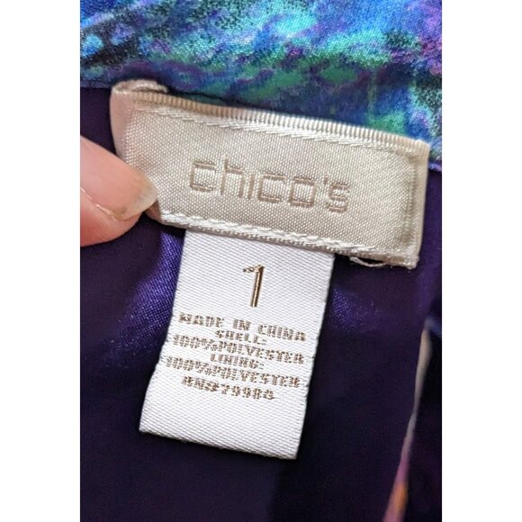 Chico's Blue And Purple Floral And Snake Print Dress - Picture 3 of 6